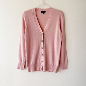 J Crew With Cashmere Wool Blend Pink Button Down Cardigan